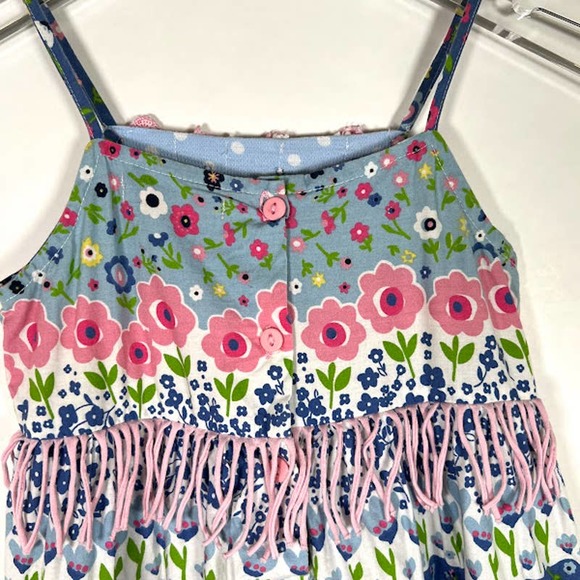 Beetlejuice London Girl's Flower Floral Sundress Sz 6 Tiered Fringe *Read - Picture 4 of 8